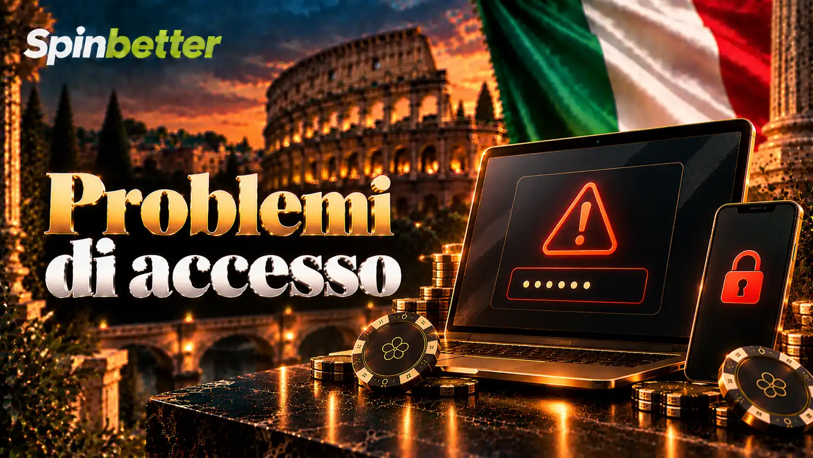 Messaggio di errore durante l&rsquo;accesso al conto SpinBetter